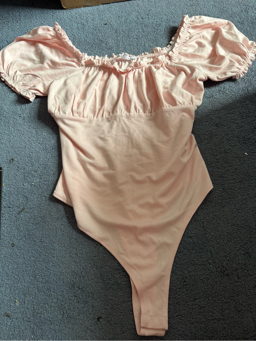 Celebrity Pink Light Pink Puff-Sleeve Off-Shoulder Bodysuit